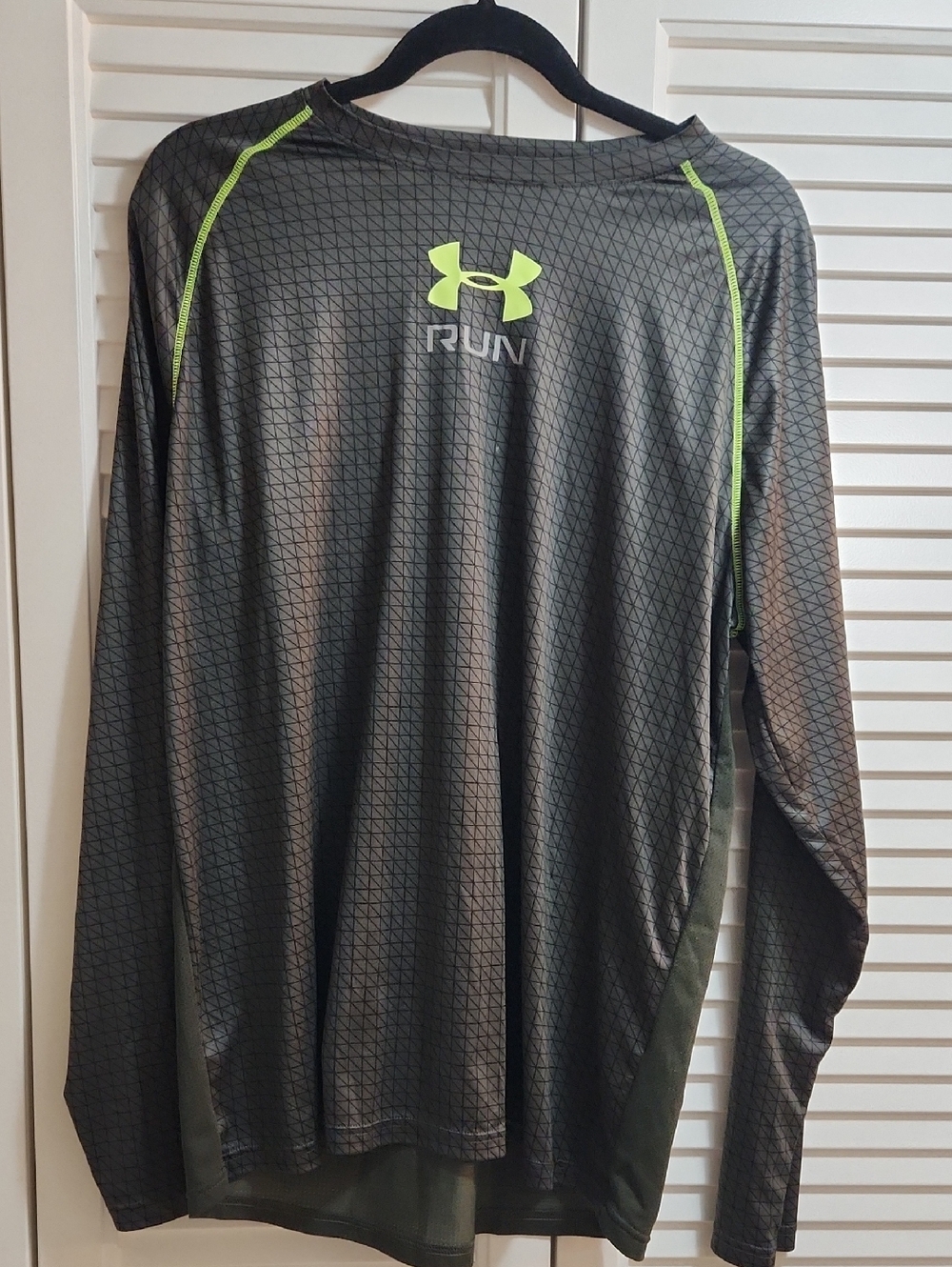 Under Armour Grey and Neon Yellow Long Sleeve Run Top